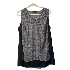 Premise Abstract Women's Blouse Plus-Size 0X Black White High-Low Tank Top